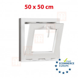 Plastové okno  50x50 cm (500x500 mm)  bílé  sklopné