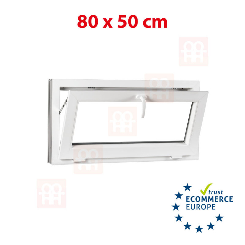 Plastové okno  80x50 cm (800x500 mm)  bílé  sklopné