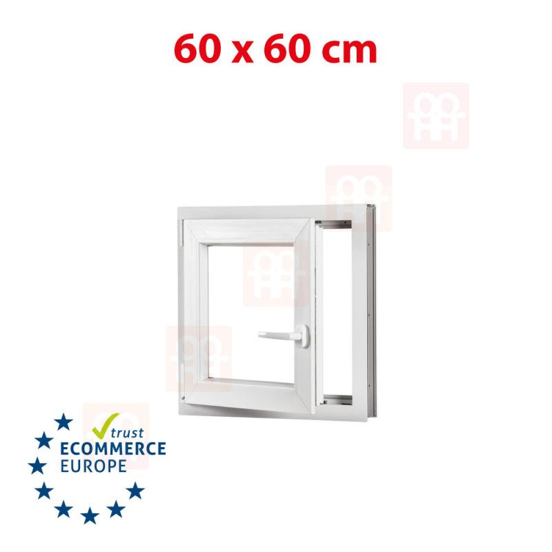 Plastové okno 60x60 cm (600x600 mm) bílé otevíravé i sklopné levé Plastové okno 60x60 cm (600x600 mm) bílé otevíravé i sklopné levé