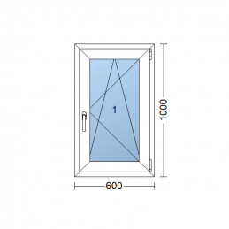Plastové okno  60 x 100 cm (600 x 1000 mm)  bílé  otevíravé i sklopné  pravé