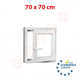 Plastové okno  70 x 70 cm (700 x 700 mm)  bílé  otevíravé i sklopné  pravé