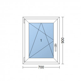 Plastové okno  70x90 cm (700x900 mm)  bílé  otevíravé i sklopné  levé