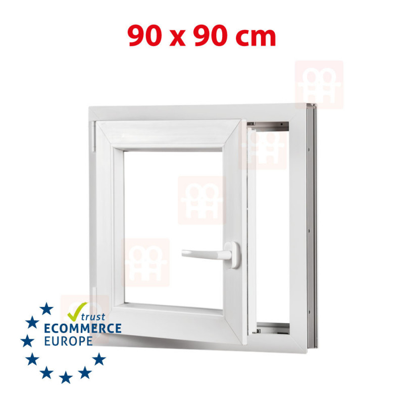 Plastové okno  90x90 cm (900x900 mm)  bílé  otevíravé i sklopné  levé
