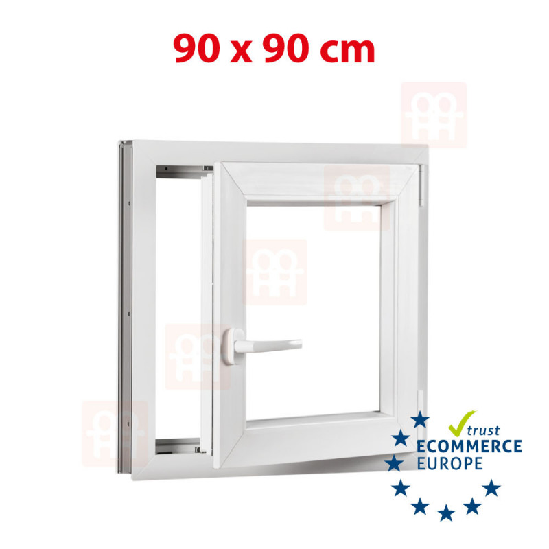 Plastové okno  90 x 90 cm (900 x 900 mm)  bílé  otevíravé i sklopné  pravé