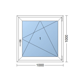 Plastové okno  100 x 100 cm (1000 x 1000 mm)  bílé  otevíravé i sklopné  pravé