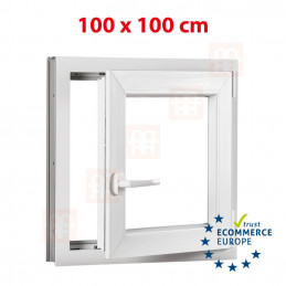 Plastové okno  100 x 100 cm (1000 x 1000 mm)  bílé  otevíravé i sklopné  pravé