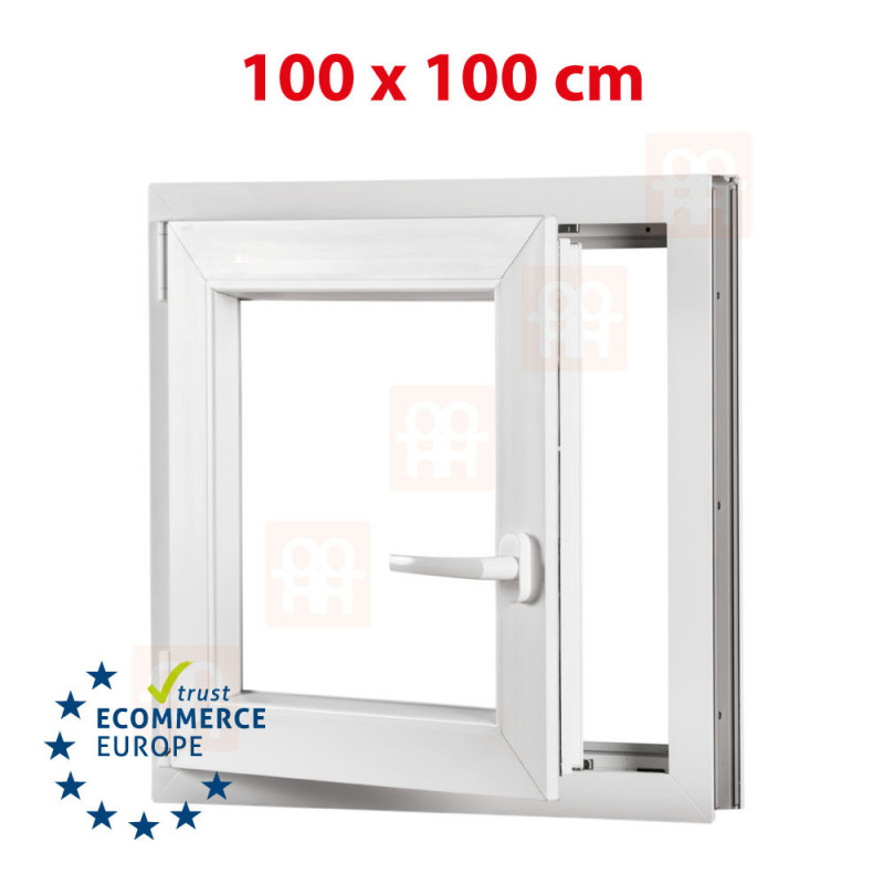 Plastové okno  100x100 cm (1000x1000 mm)  bílé  otevíravé i sklopné  levé