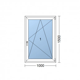 Plastové okno  100 x 150 cm (1000 x 1500 mm)  bílé  otevíravé i sklopné  pravé