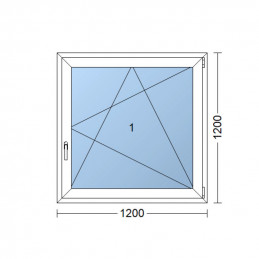Plastové okno  120 x 120 cm (1200 x 1200 mm)  bílé  otevíravé i sklopné  pravé