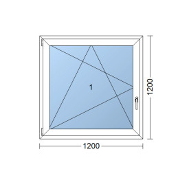Plastové okno  120x120 cm (1200x1200 mm)  bílé  otevíravé i sklopné  levé