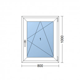 Plastové okno  80 x 100 cm (800 x 1000 mm)  bílé  otevíravé i sklopné  pravé