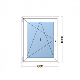 Plastové okno  80x100 cm (800x1000 mm)  bílé  otevíravé i sklopné  levé