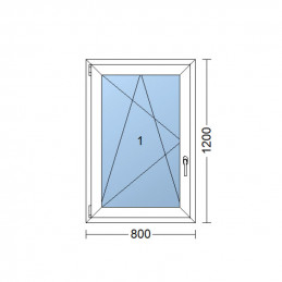 Plastové okno  80x120 cm (800x1200 mm)  bílé  otevíravé i sklopné  levé