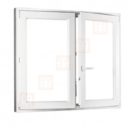 Plastové okno  130x130 cm (1300x1300 mm)  bílé  dvoukřídlé bez sloupku (štulp)  pravé
