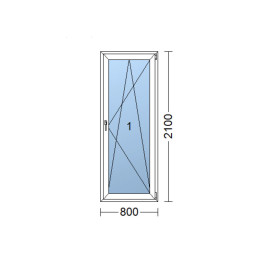 Műanyag ajtó  80x210 cm (800x2100 mm)  fehér  erkély  nyitható és felhajtható  jobbra