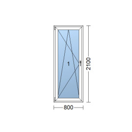 Műanyag ajtó  80 x 210 cm (800 x 2100 mm)  fehér  erkély  nyitható és felhajtható  balra