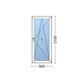 Műanyag ajtó  90x210 cm (900x2100 mm)  fehér  erkély  nyitható és felhajtható  jobbra