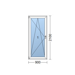 Műanyag ajtó  90 x 210 cm (900 x 2100 mm)  fehér  erkély  nyitható és felhajtható  balra