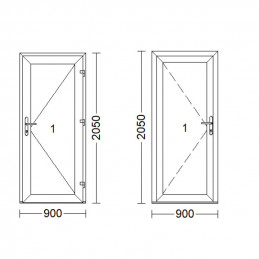 Műanyag ajtó  90x205 cm (900x2050 mm)  fehér  tömör  jobbra