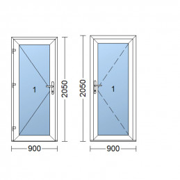 Műanyag ajtó  90 x 205 cm (900 x 2050 mm)  fehér  üvegezett  balra