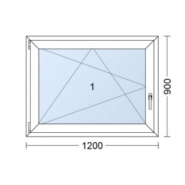 copy of Plastové okno  120x120 cm (1200x1200 mm)  bílé  otevíravé i sklopné  levé