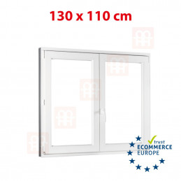 Műanyag ablak  130x110 cm (1300x1100 mm)  fehér  váltószárnyas (tokosztó nélküli)  jobbos  HÁROMRÉTEGŰ SZIGETELŐ ÜVEG  HÁR