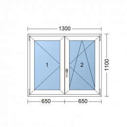 Műanyag ablak  130x110 cm (1300x1100 mm)  fehér  váltószárnyas (tokosztó nélküli)  jobbos  HÁROMRÉTEGŰ SZIGETELŐ ÜVEG  HÁR