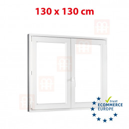 Műanyag ablak  130x130 cm (1300x1300 mm)  fehér  váltószárnyas (tokosztó nélküli)  jobbos
