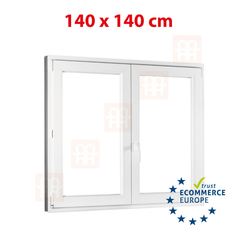 Műanyag ablak  140x140 cm (1400x1400 mm)  fehér  váltószárnyas (tokosztó nélküli)  jobbos