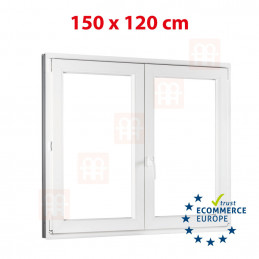 Műanyag ablak  150x120 cm (1500x1200 mm)  fehér  váltószárnyas (tokosztó nélküli)  jobbos