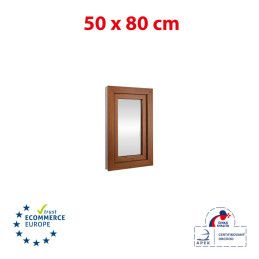 Műanyag ablak 50x80 cm (500x800mm) bukó-nyíló balos fehér / arany tölgy
