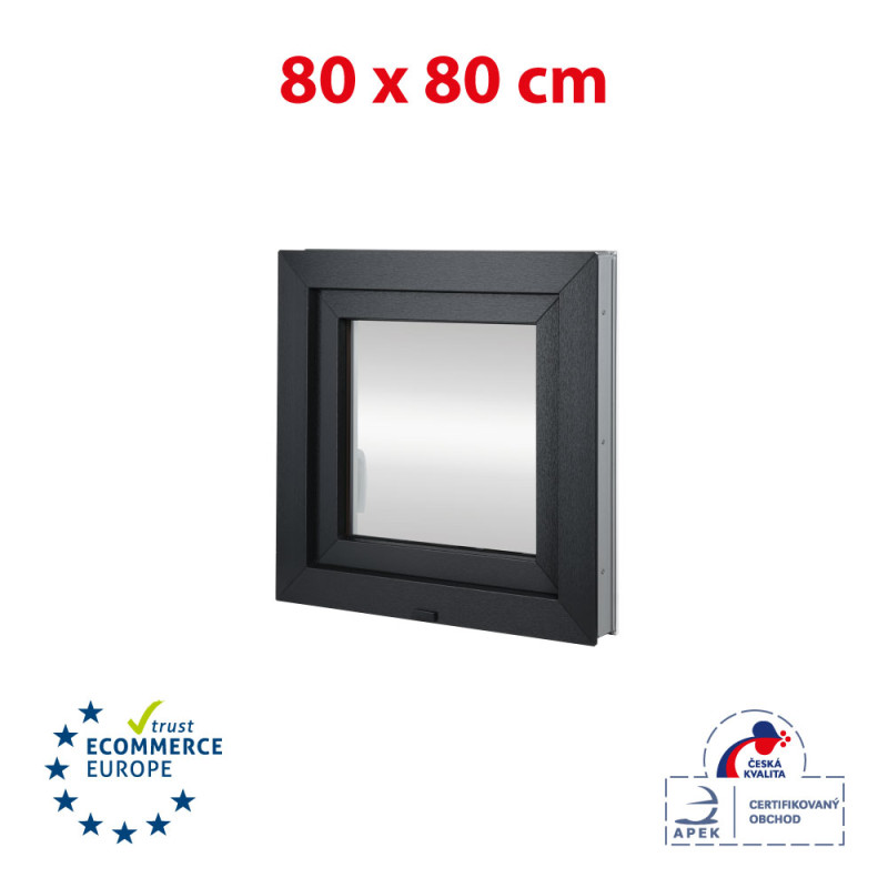 Műanyag ablak 80x80 cm (800x800mm) bukó-nyíló balos fehér / antracit Műanyag ablak 80x80 cm (800x800mm) bukó-nyíló balos fehér / antracit