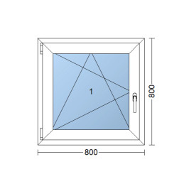 Műanyag ablak | 80x80 cm (800x800 mm)| fehér | bukó-nyíló | balos