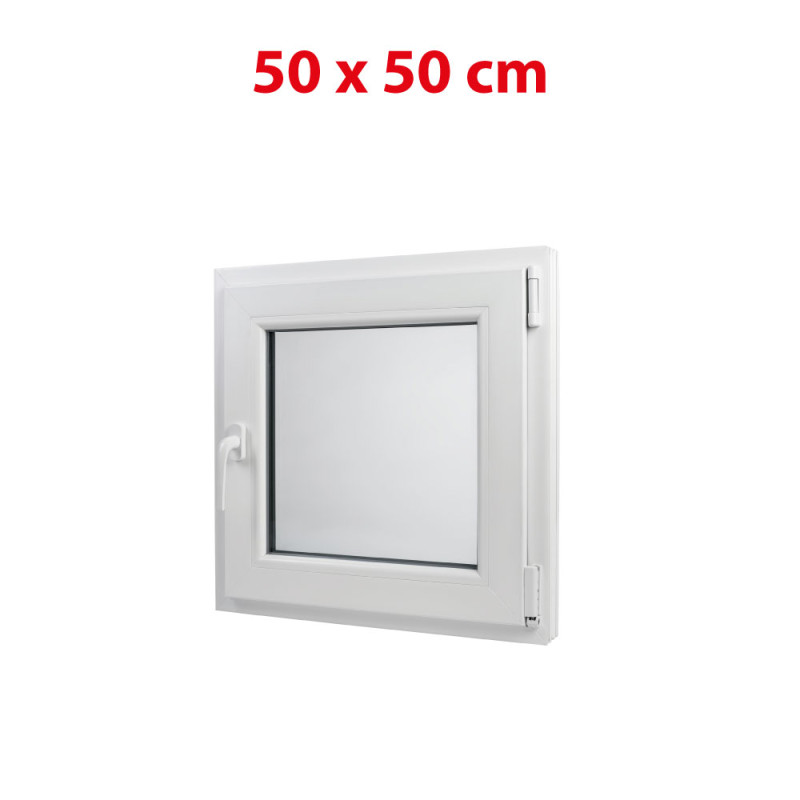 Fehér bukó műanyag ablak 500 × 500 mm (50 × 50 cm) mellékhelyiségekhez Aplast 60