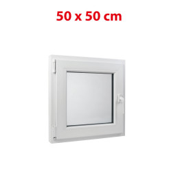 Fehér bukó műanyag ablak 500 × 500 mm (50 × 50 cm) mellékhelyiségekhez Aplast 60