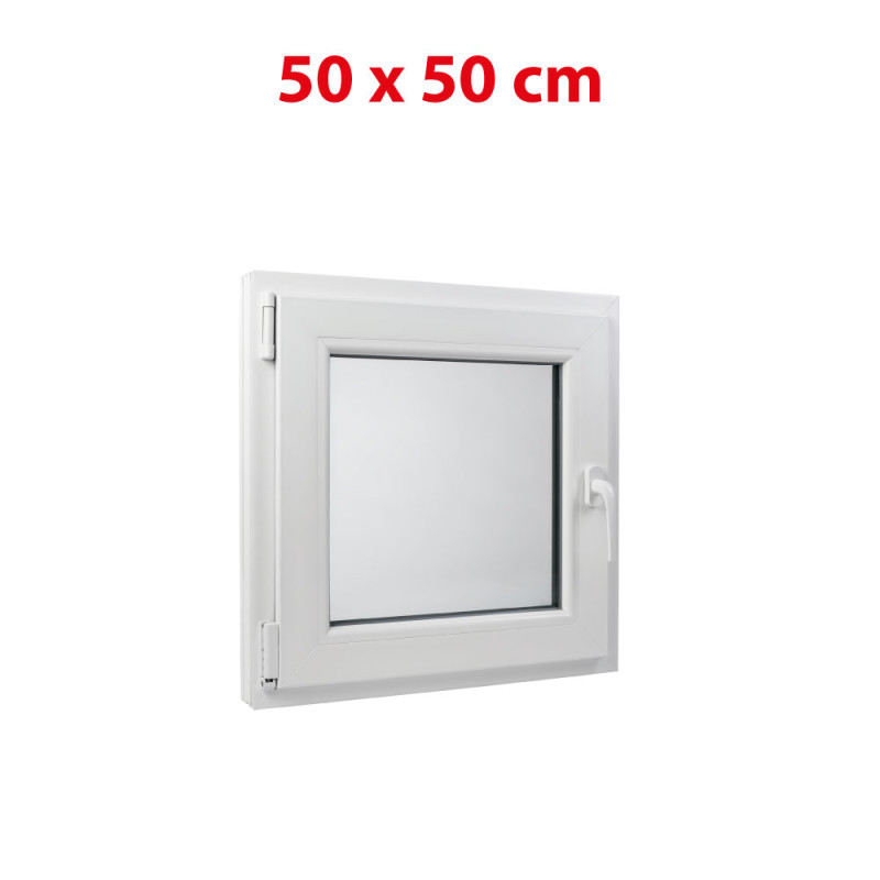 Fehér bukó műanyag ablak 500 × 500 mm (50 × 50 cm) mellékhelyiségekhez Aplast 60