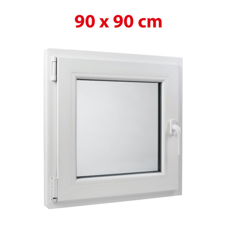 Fehér bukó műanyag ablak 900 × 900 mm (90 × 90 cm) mellék- és műszaki helyiségekhez