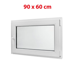 Fehér bukó műanyag ablak 900 × 600 mm (90 × 60 cm) mellék- és műszaki helyiségekhez