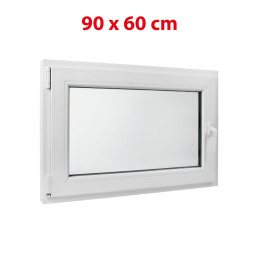 Fehér bukó műanyag ablak 900 × 600 mm (90 × 60 cm) mellék- és műszaki helyiségekhez