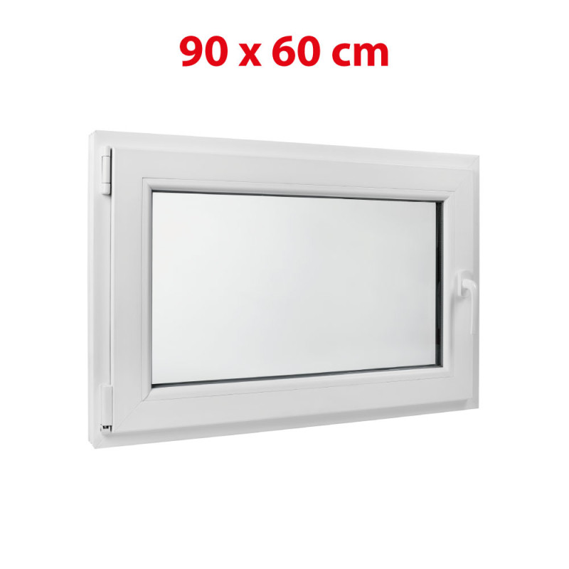 Fehér bukó műanyag ablak 900 × 600 mm (90 × 60 cm) mellék- és műszaki helyiségekhez