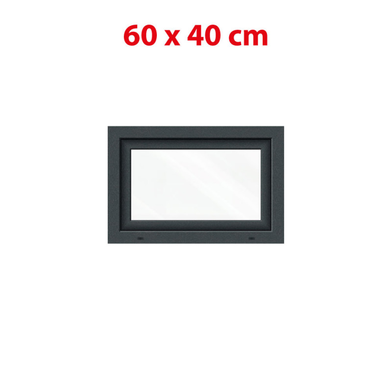 Antracit/fehér bukó műanyag ablak 600 × 400 mm (60 × 40 cm) mellékhelyiségekhez Aplast 60