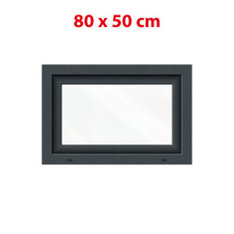 Antracit/fehér bukó műanyag ablak 800 × 500 mm (80 × 50 cm) mellék- és műszaki helyiségekhez