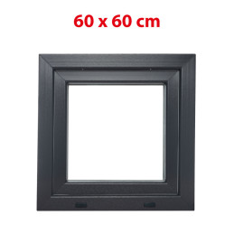 Antracit/fehér bukó műanyag ablak 600 × 600 mm (60 × 60 cm) mellékhelyiségekhez Aplast 60