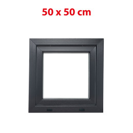 Antracit/fehér bukó műanyag ablak 500 × 500 mm (50 × 50 cm) mellékhelyiségekhez Aplast 60