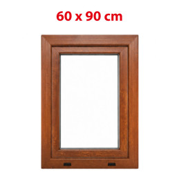 Aranytölgy/fehér bukó műanyag ablak 600 × 900 mm (60 × 90 cm) mellékhelyiségekhez Aplast 60